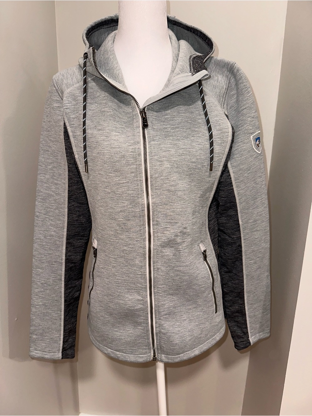 Kuhl Light Gray and Dark Gray Hooded Utility Jacket